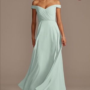 David’s Bridal off the shoulder bridesmaid dress